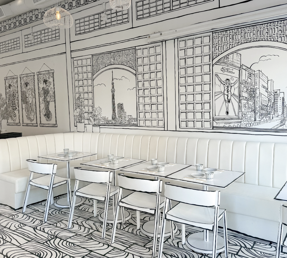 Shirokuro is a new 2D black-and-white restaurant in NYC that feels like stepping into a drawing